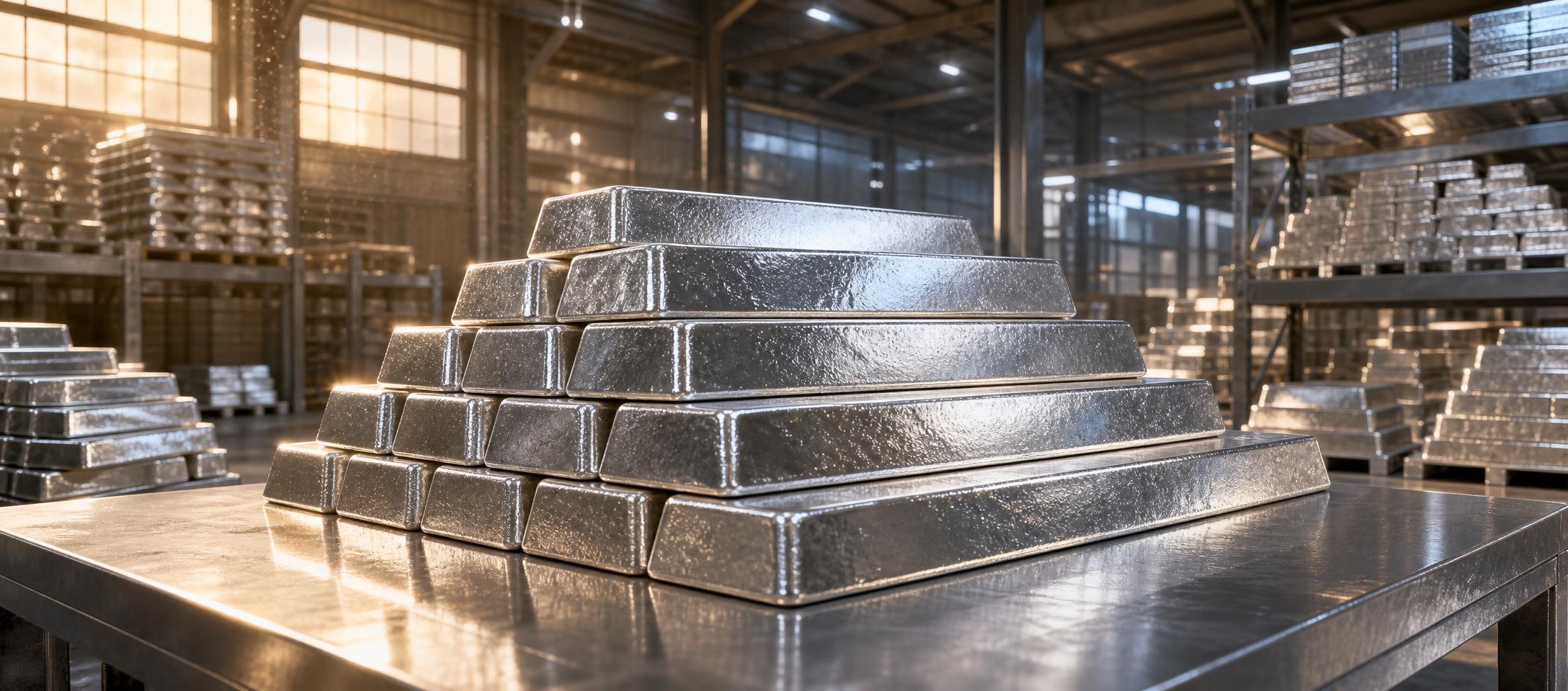 Conceptual illustration of silver bars beside a futures market chart and a calendar.