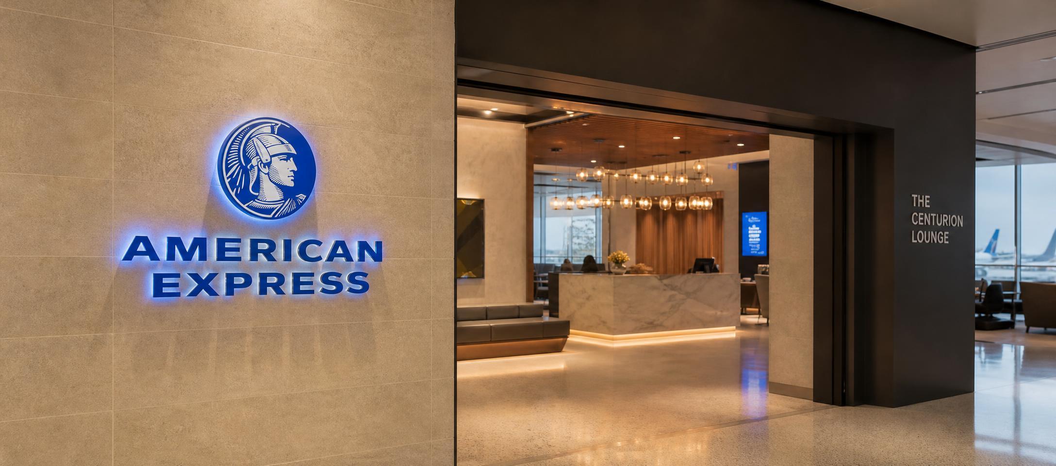 Conceptual illustration of an American Express card beside a regulatory document and an approaching earnings calendar.