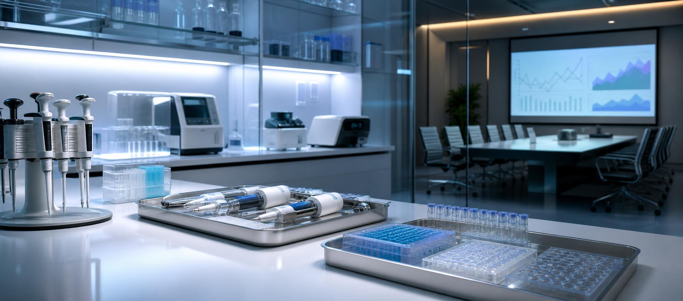 Conceptual illustration of medical instruments beside a financing document and a calendar.