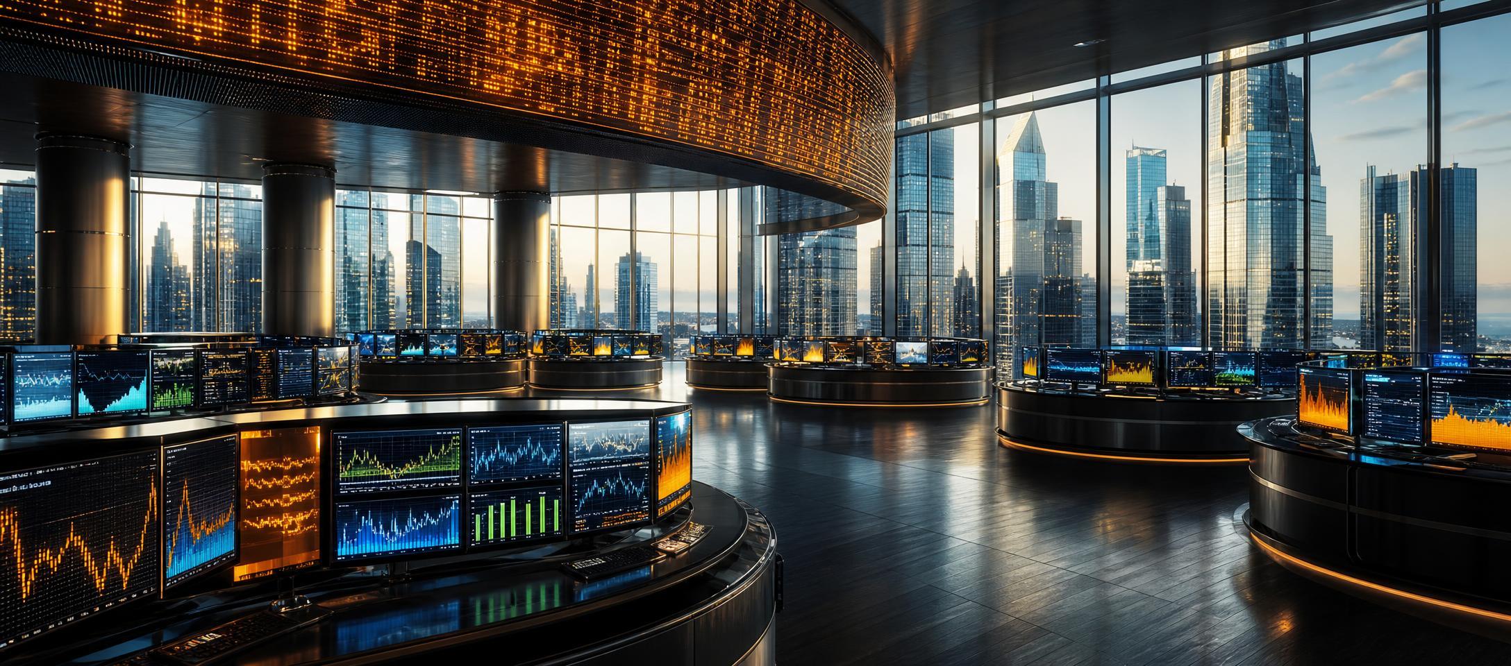 Conceptual illustration of an insurer’s underwriting portfolio and an earnings calendar beside a stock market chart.