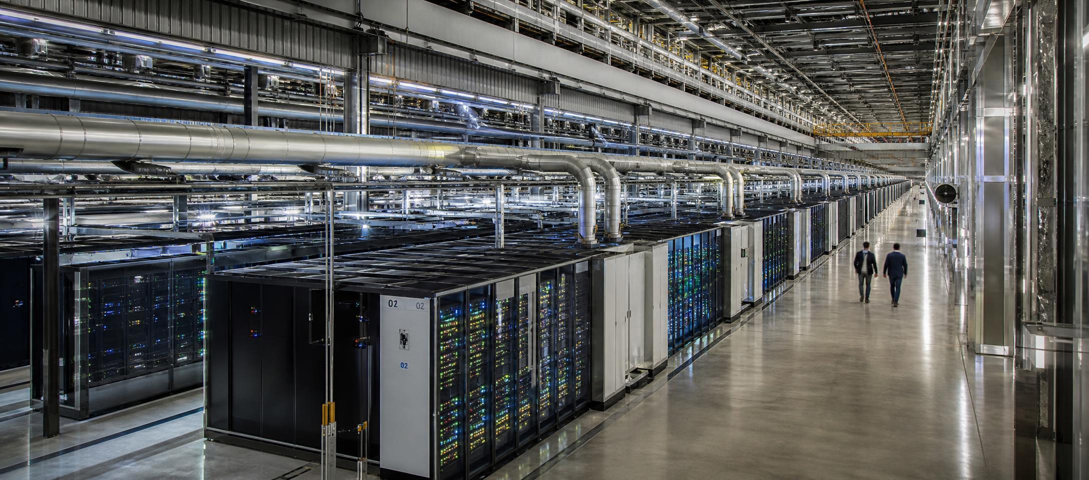 Conceptual illustration of an AI data center and semiconductor hardware beside a calendar marking an approaching earnings report.