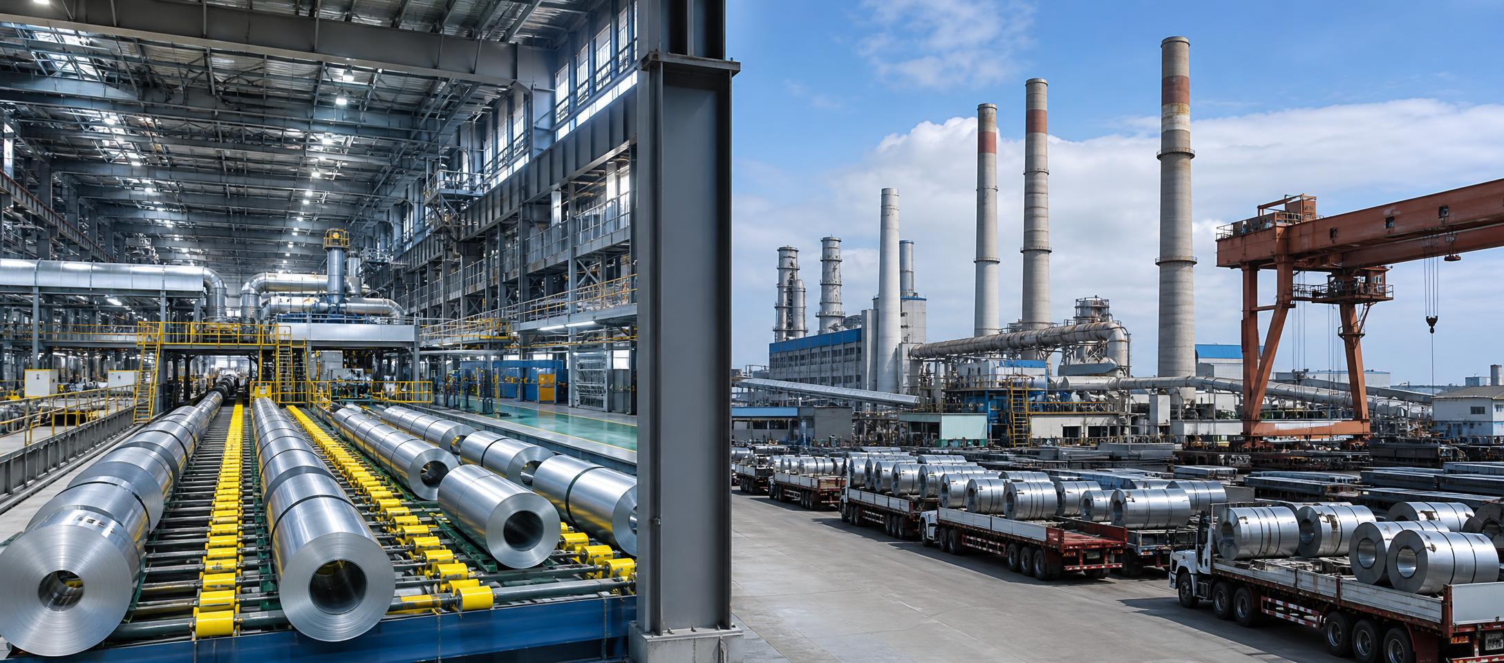 Conceptual illustration of aircraft engines, power equipment and a factory floor beside an industrial fund market display.